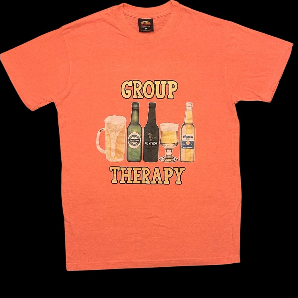 Group Therapy Orange T-Shirt - Beer Graphic “Group Therapy”